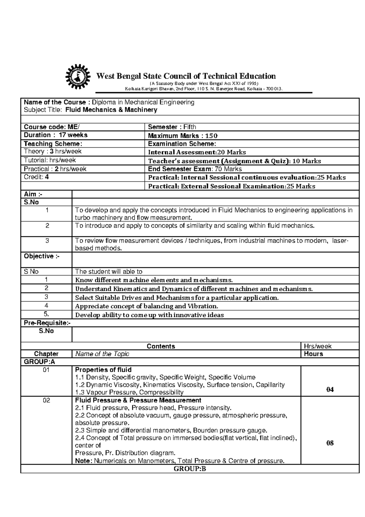 5th sem 7 Mechanical Engineering - West Bengal State Council of ...