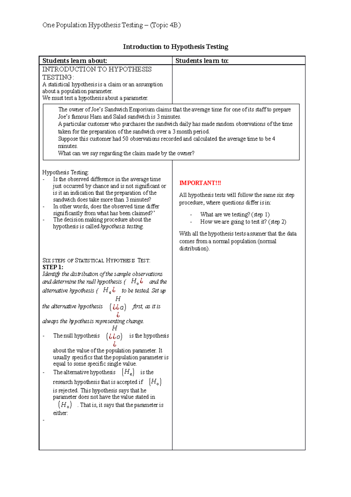 Introduction to Hypothesis Testing - Introduction to Hypothesis Testing ...