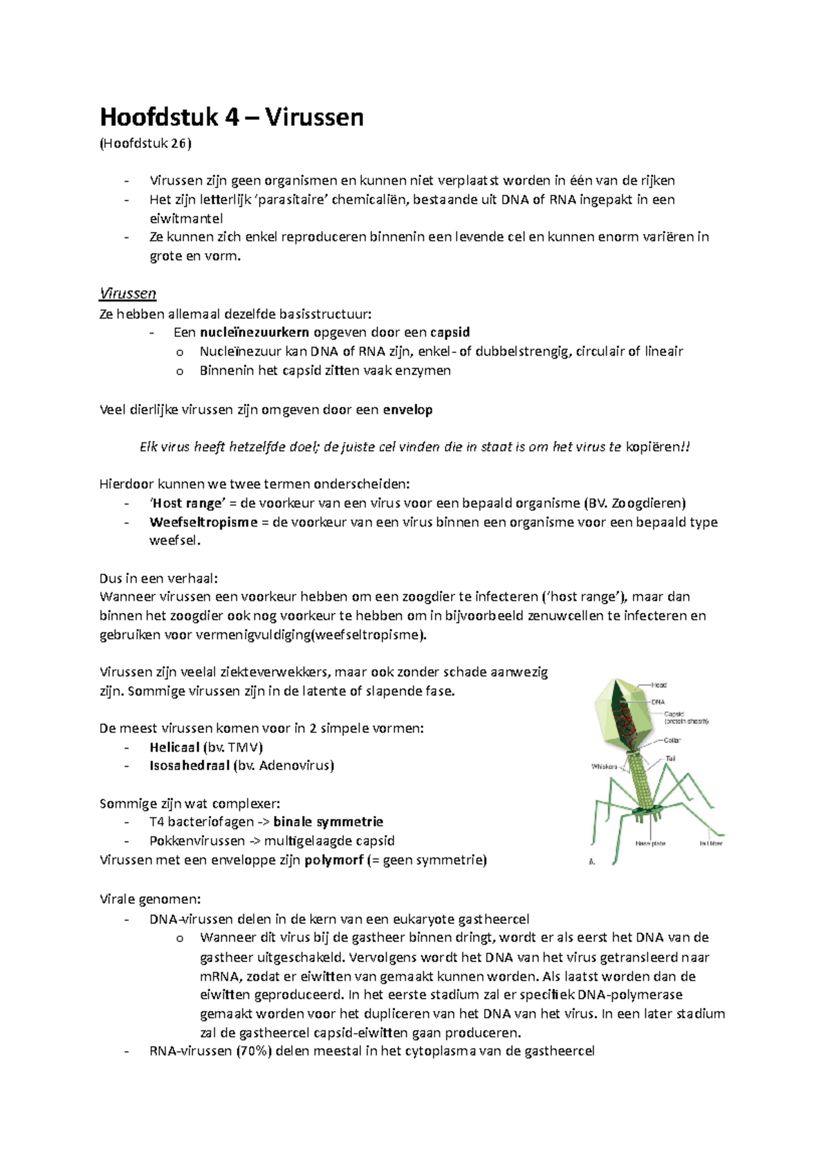 Vergelijkende Biologie Hoofdstuk 4 - Hoofdstuk 4 – Virussen (Hoofdstuk ...