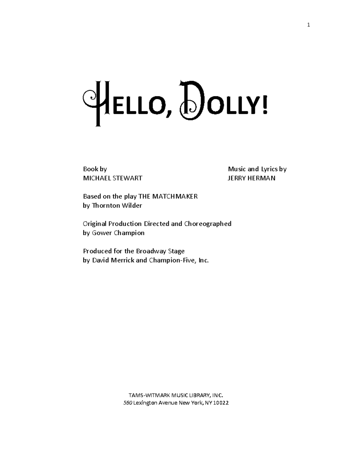 222513617 Hello Dolly Script - HELLO, DOLLY! Book by MICHAEL STEWART 