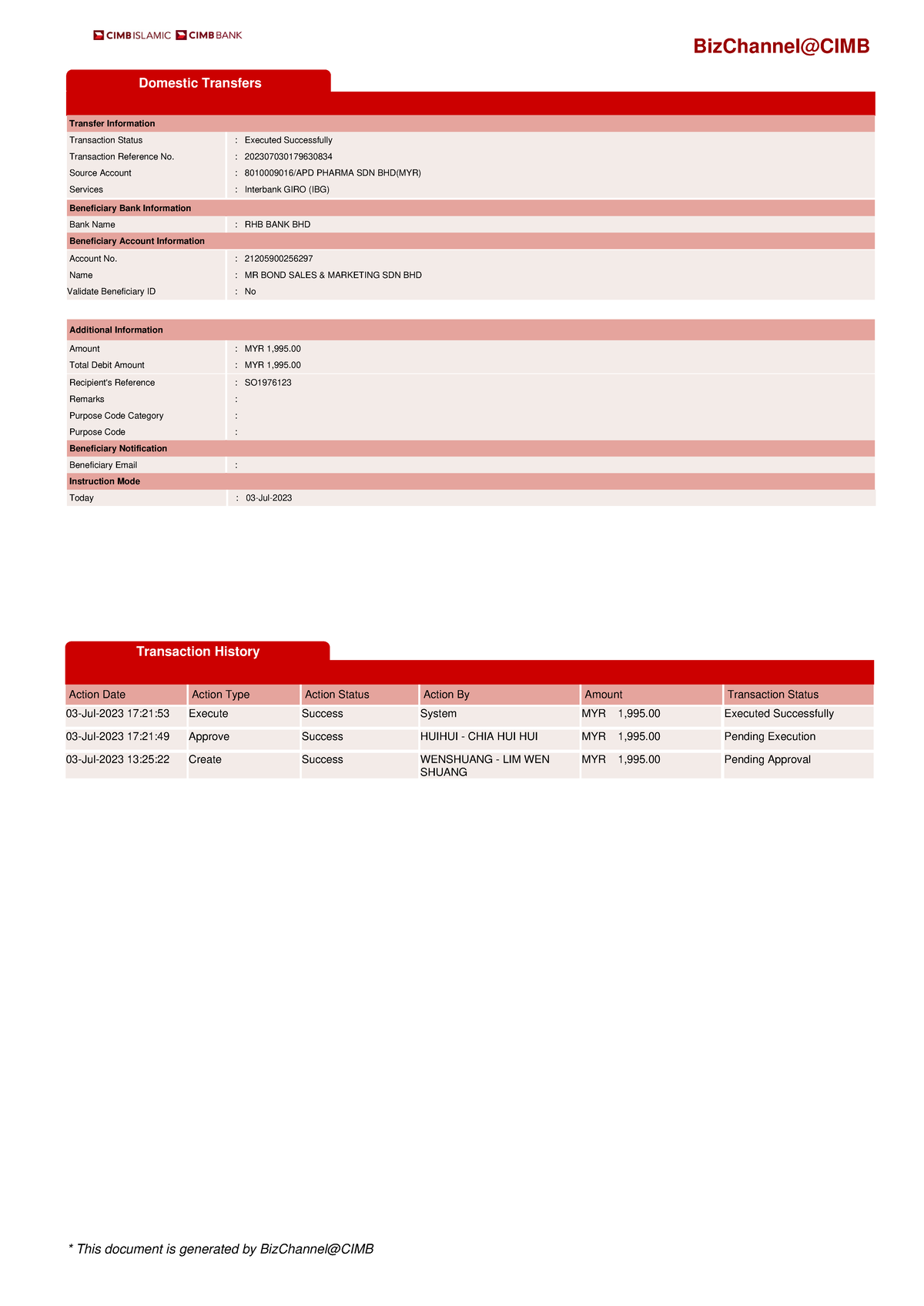 Mr bond - pnc - BizChannel@CIMB Domestic Transfers Transaction Status ...
