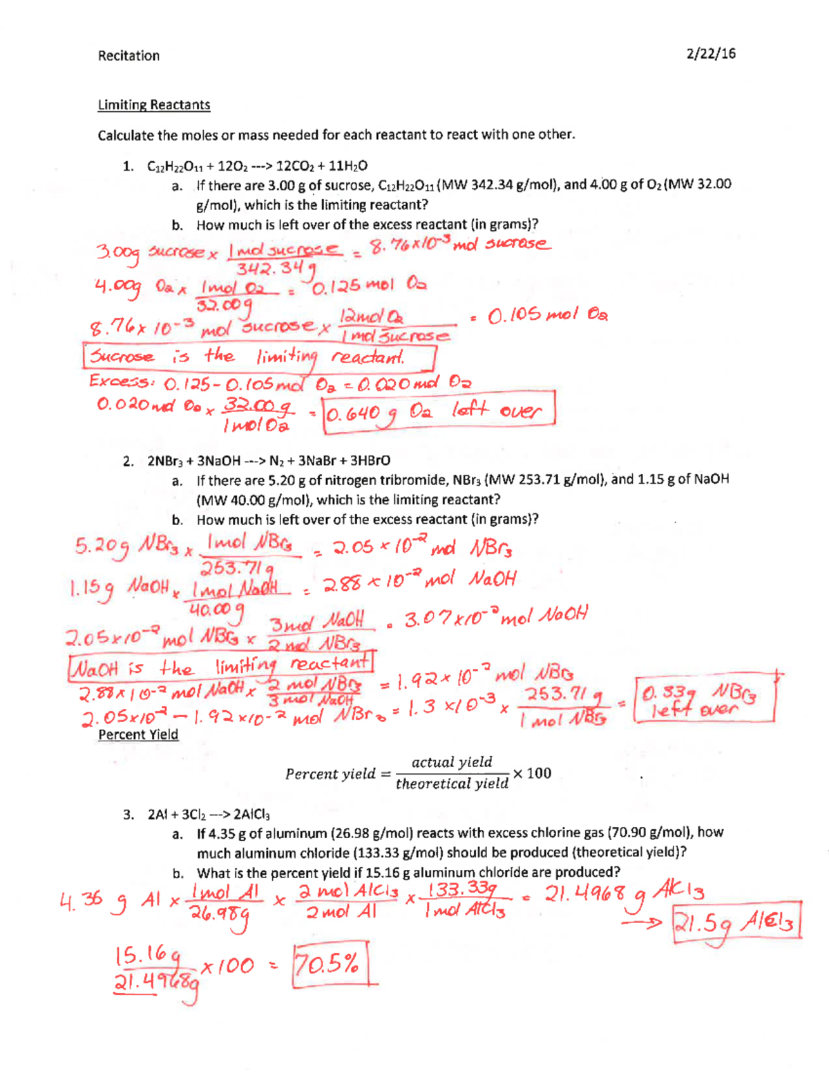 Recitation 4 - CHEM 210 - Studocu