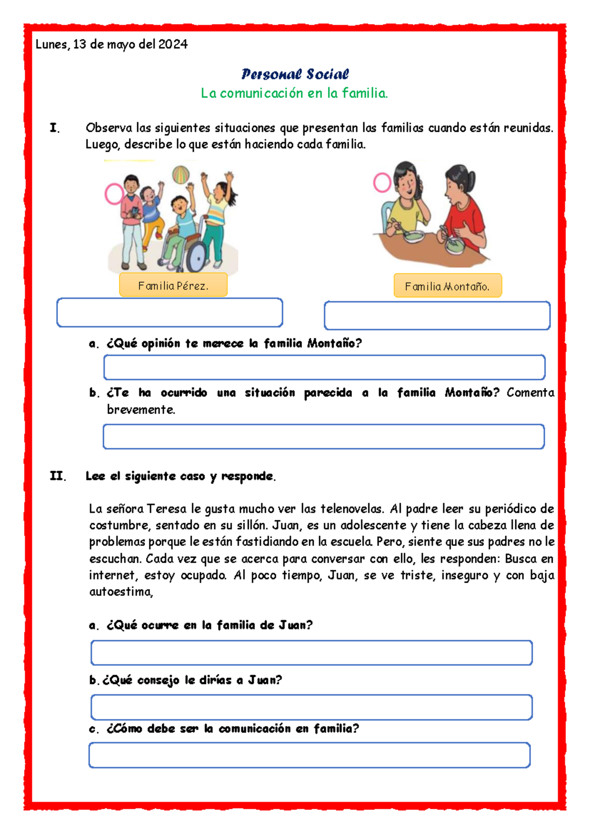 13 MAYO PS Ficha LA Comunicacion EN Familia - Lunes, 13 de mayo del ...