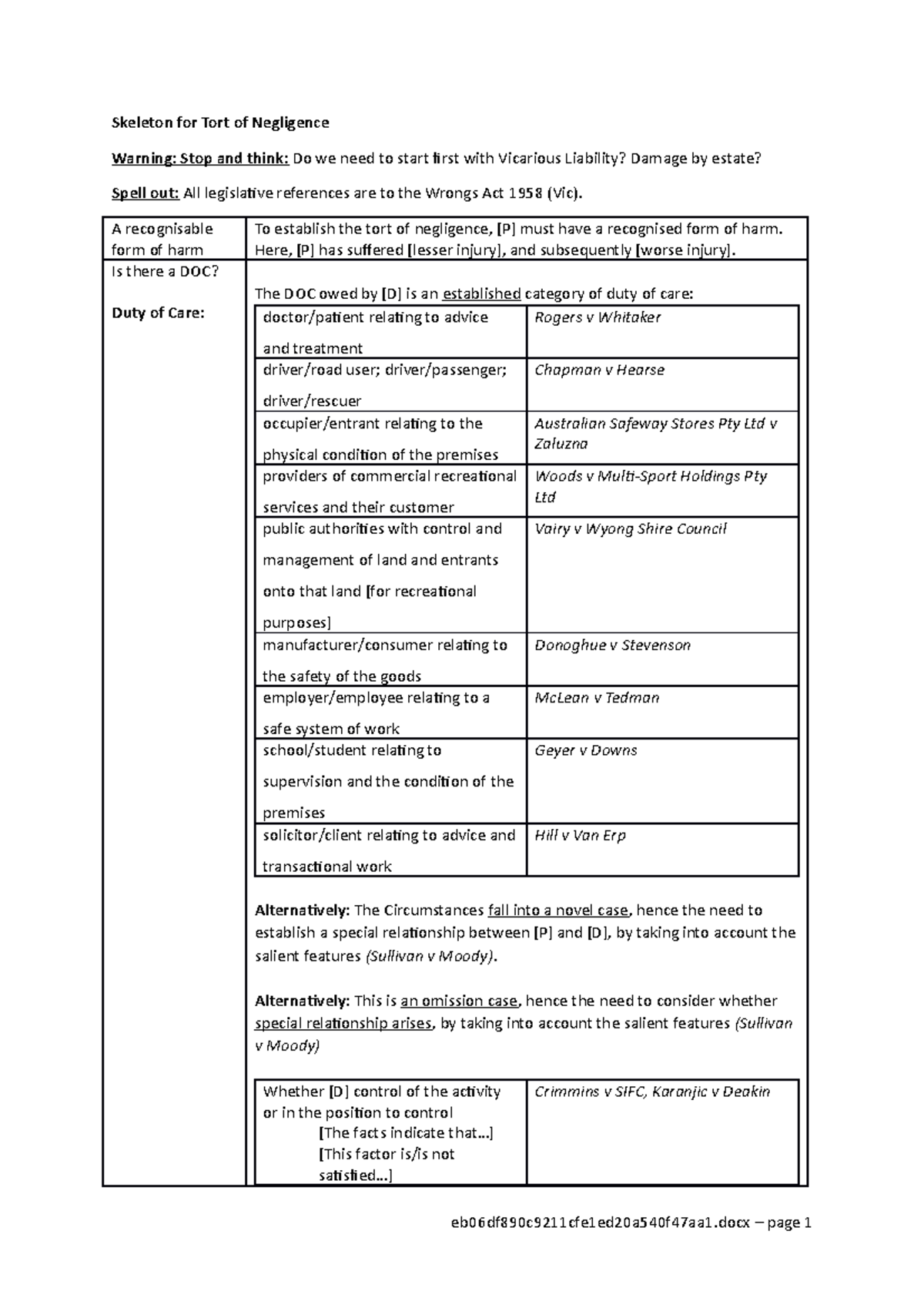 Skeleton Answers To Past Exam Questions Skeleton For Tort Of Negligence Warning Stop And Think Studocu Skeleton Answers To Past Exam Questions Skeleton For Tort Of Negligence Warning Stop And Think Studocu