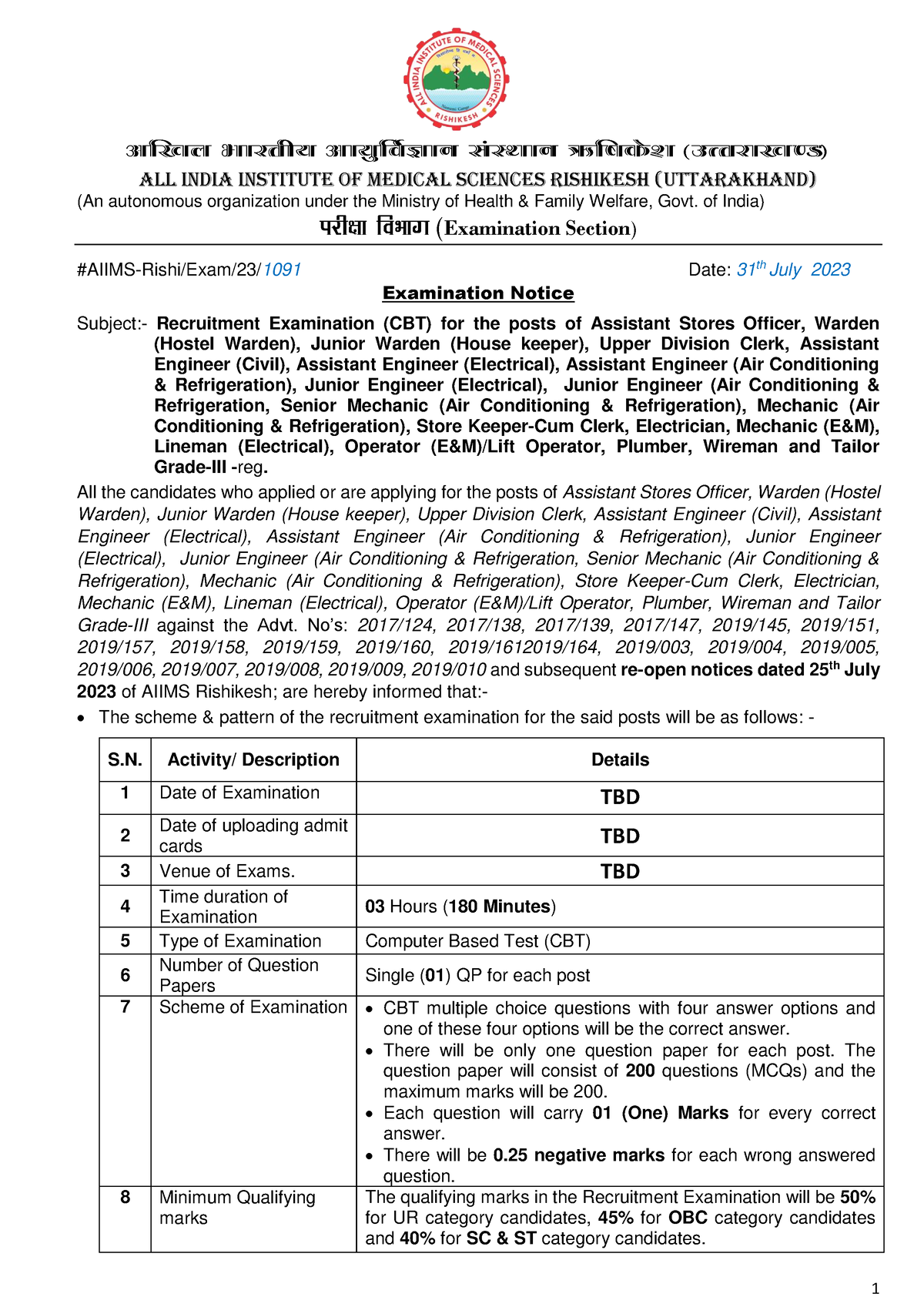 Exam Notice And Syllabus - Vf[ky Hkkjrh; Vk;qfoZKku LaLFkku _f"kds'k ...