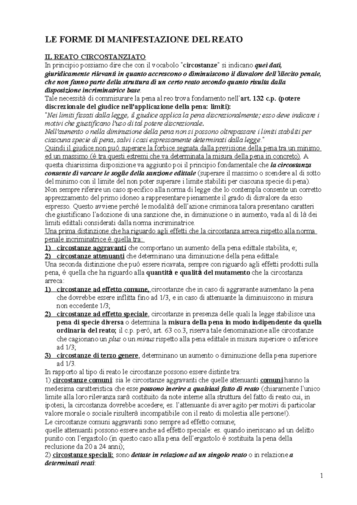 Penale II.docx Buoni - Riassunto Ben Fatto - LE FORME DI MANIFESTAZIONE ...