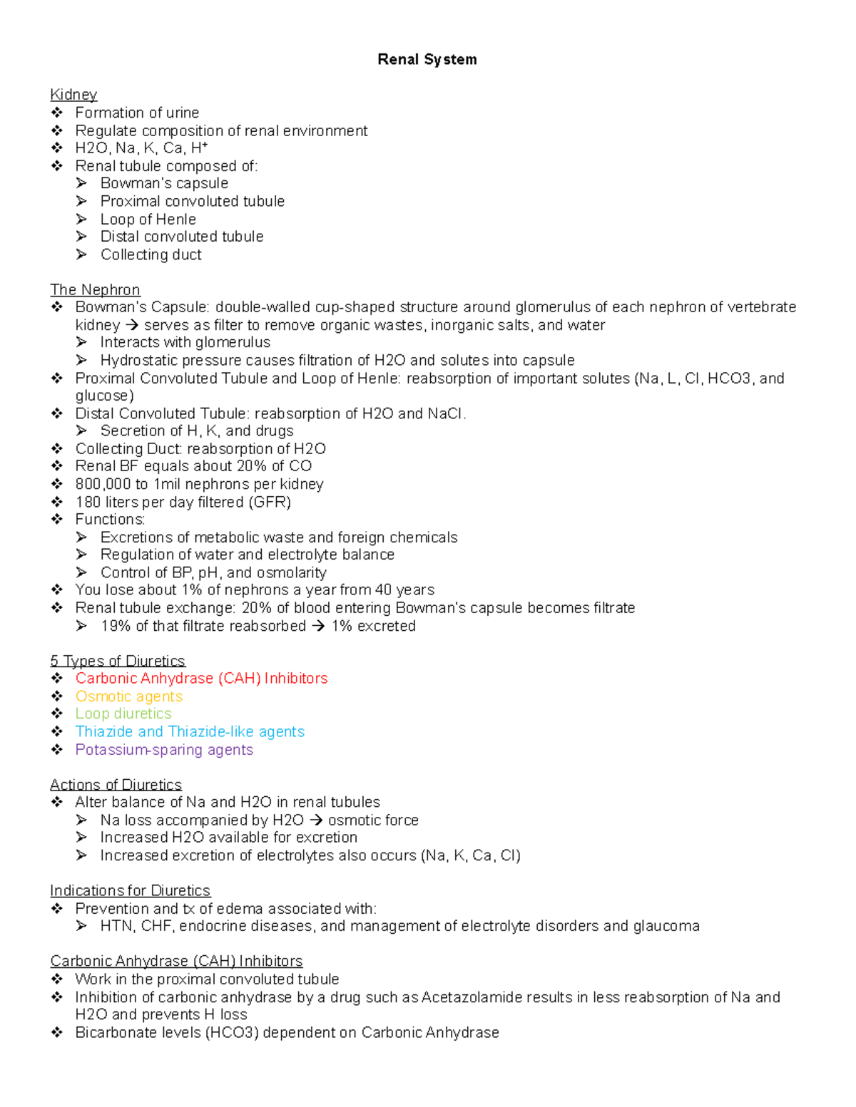 Renal System Final - Lecture notes 12 - Renal System Kidney Formation ...