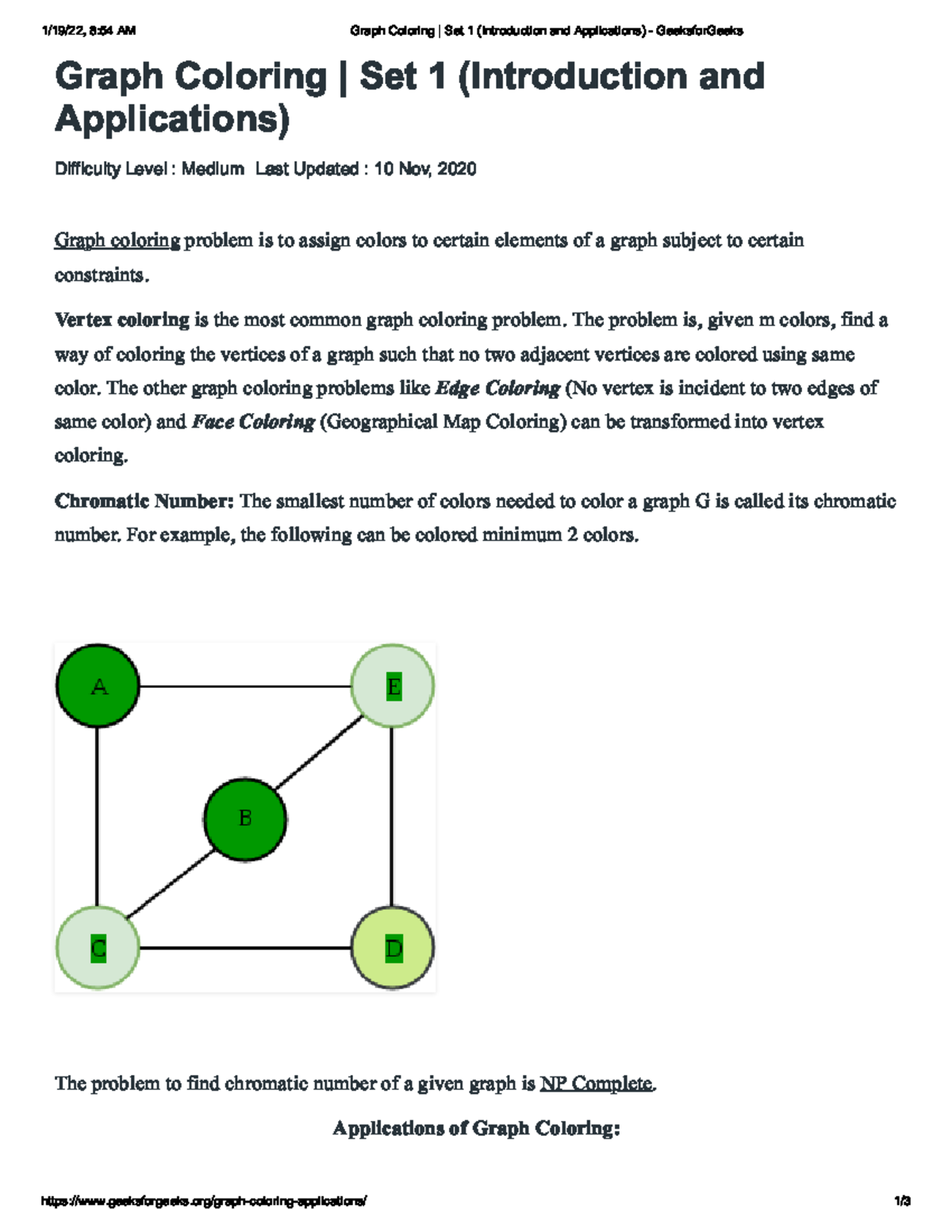 Graph Coloring Set 1 (Introduction and Applications) - Geeksfor Geeks ...