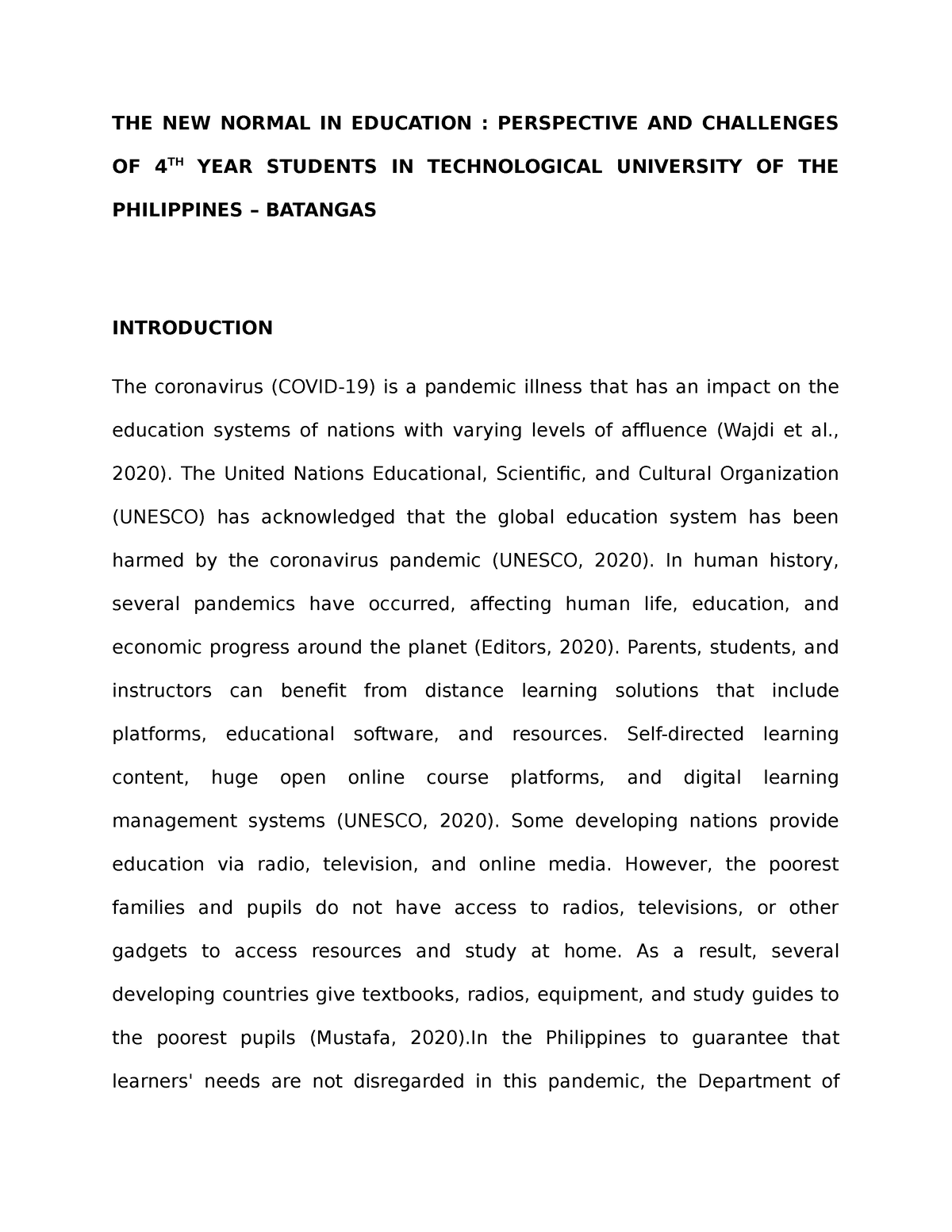 philippine education in the new normal essay