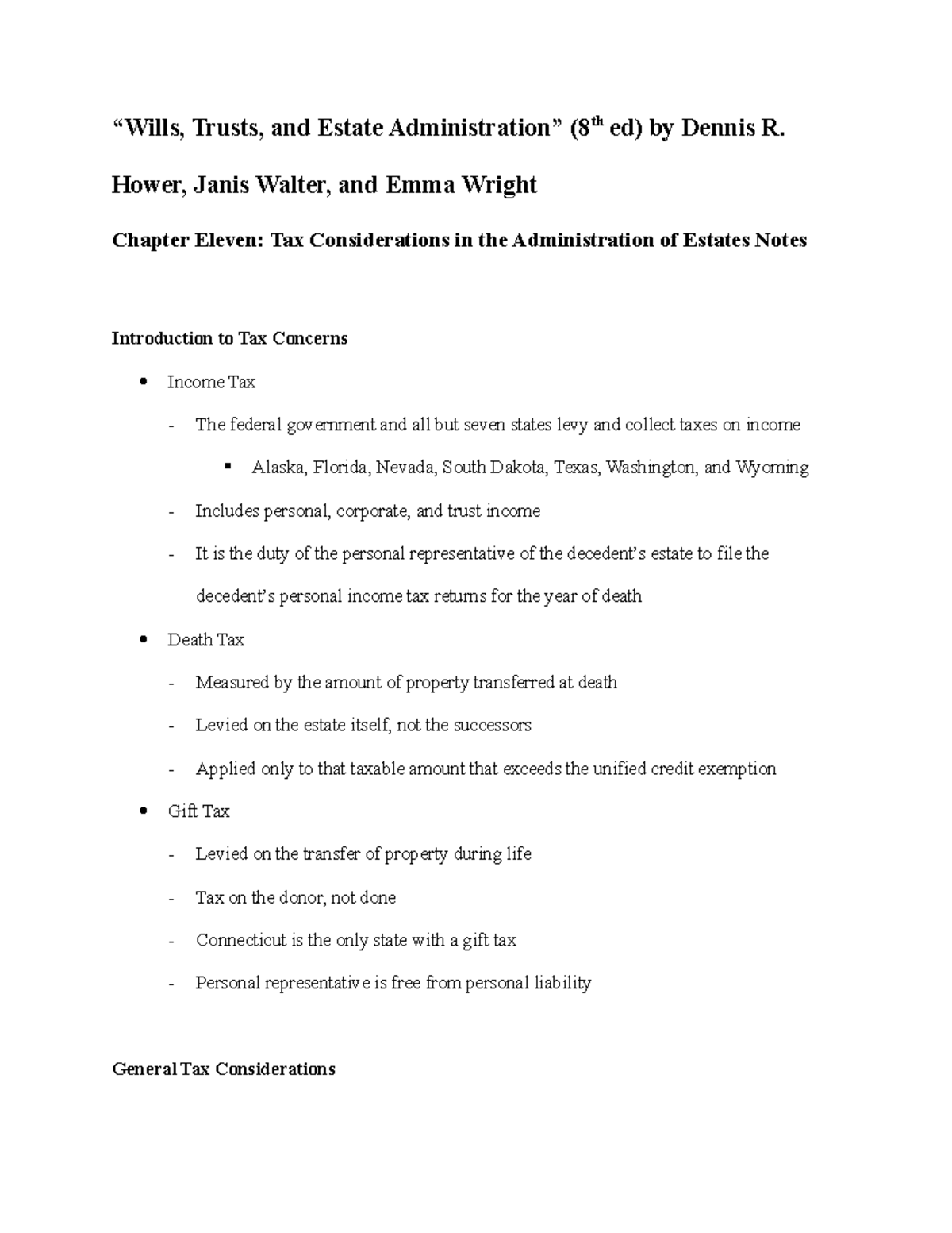 Wills, Trusts, and Estates Chapter Eleven Notes “Wills, Trusts, and