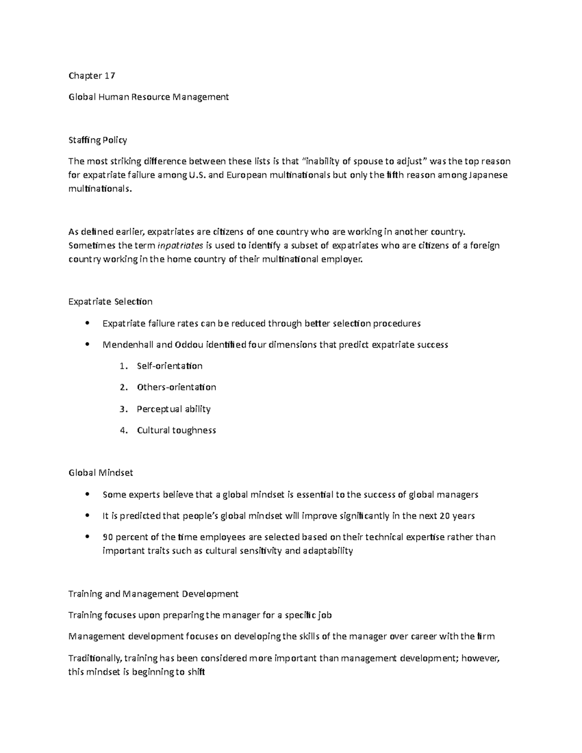 Chapter 17 Lecture Notes 4 - Chapter 17Global Human Resource Management ...