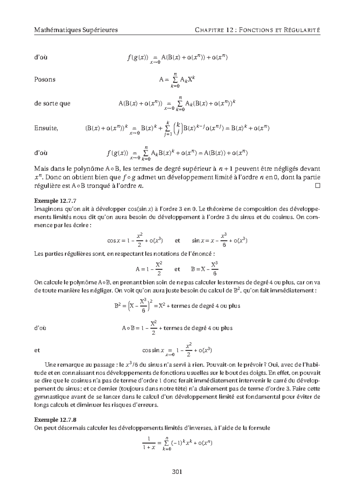 Cours 76 Mathematique D’où F G X X→ 0 A B X O X N O X N Posons A N ∑ K 0 A