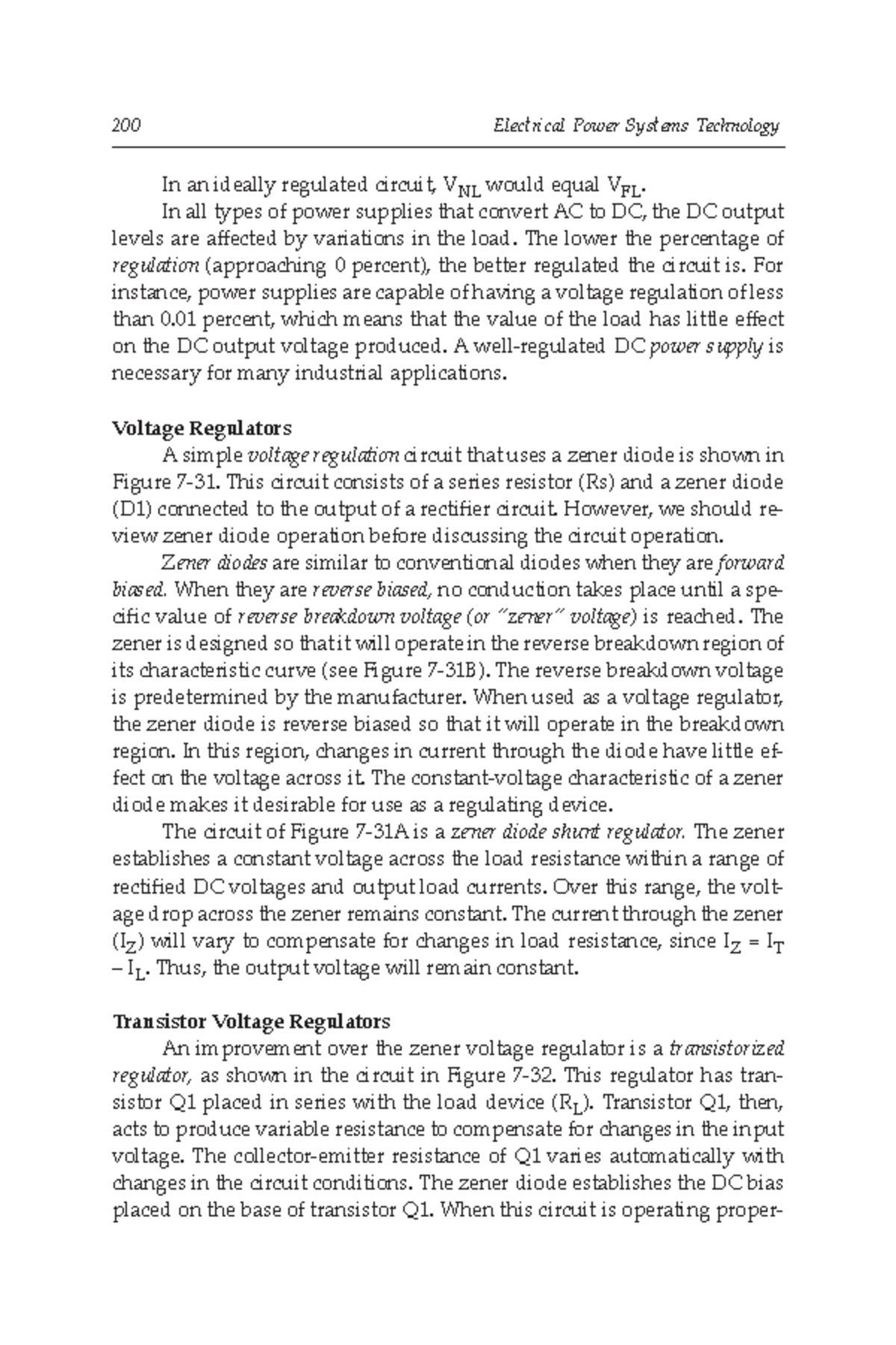 Electrical power systems technology 200 Electrical Power Systems