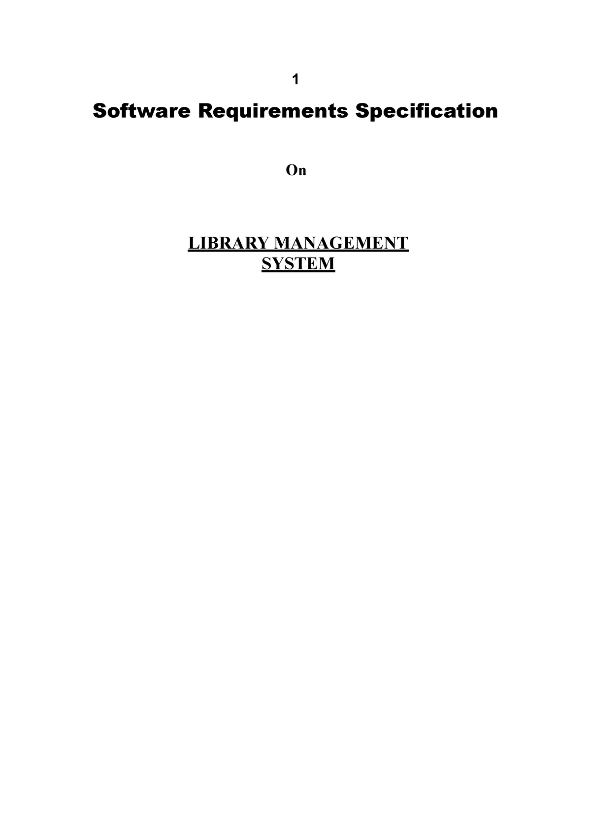 SRS - Software Requirement Specification Document On Library Management ...