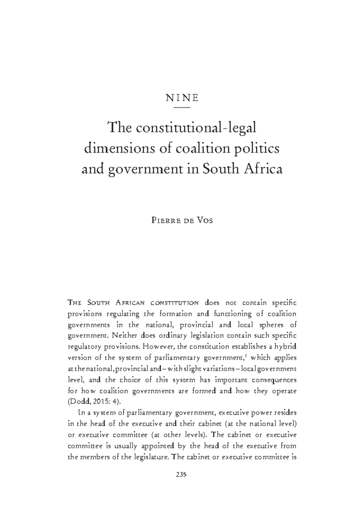 Coalitions Chpt 9 for WP - N I N E The constitutional-legal dimensions ...
