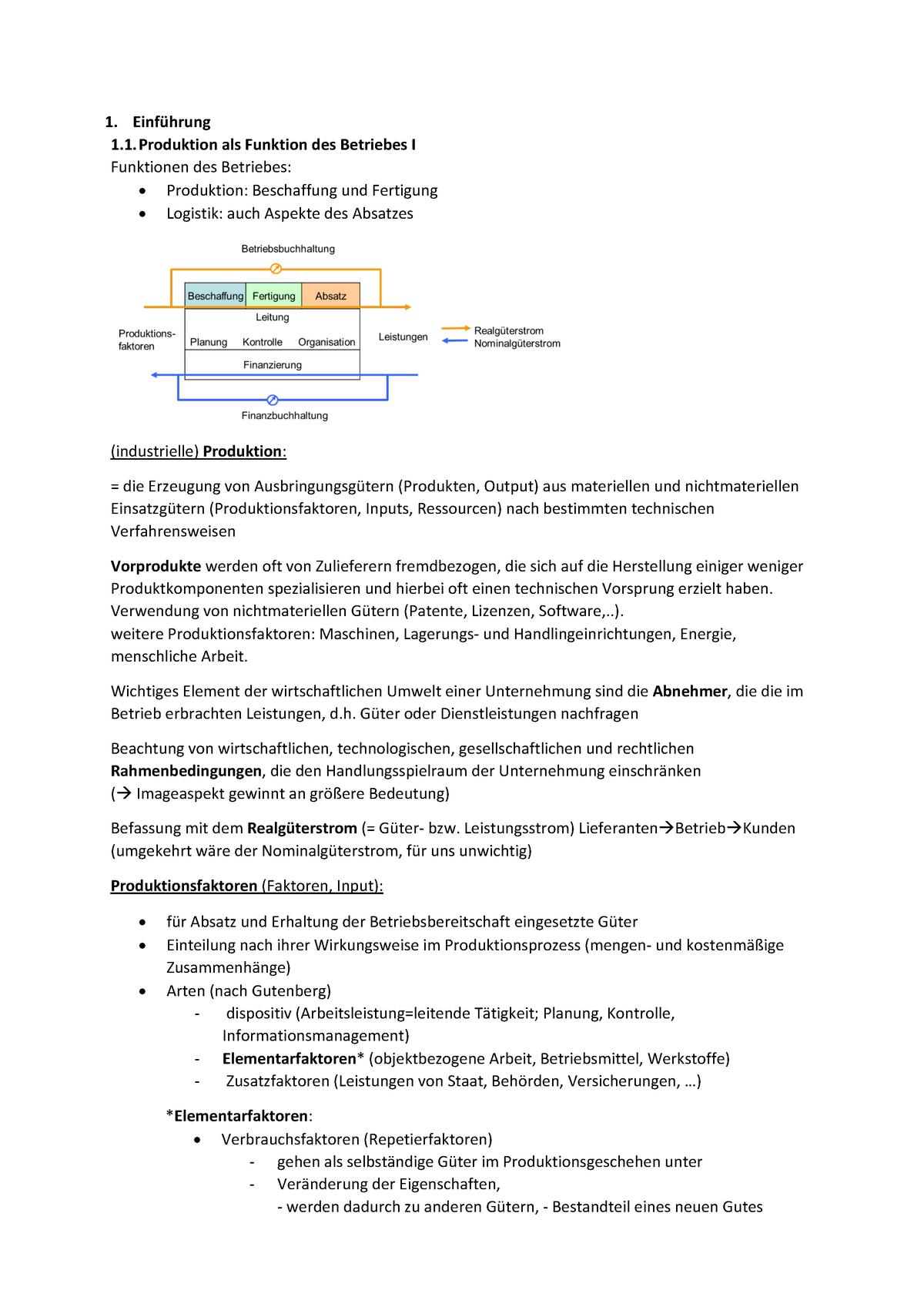 Pro Log Zusammenfassung Und Notizen - 1. Einführung 1. Produktion Als ...