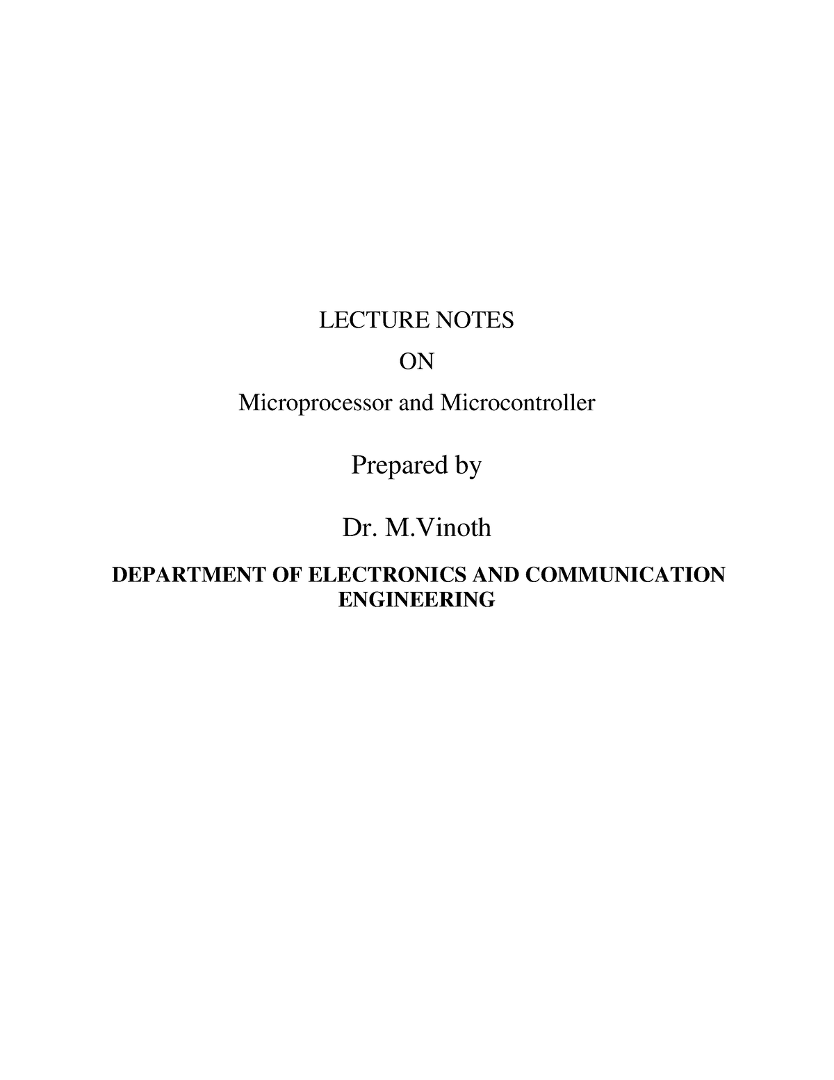 Microprocessors AND Microcontrollers - LECTURE NOTES ON Microprocessor ...