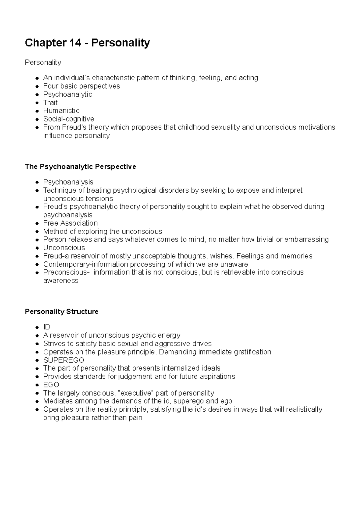 Chapter 14 - Personality - Chapter 14 - Personality Personality An ...