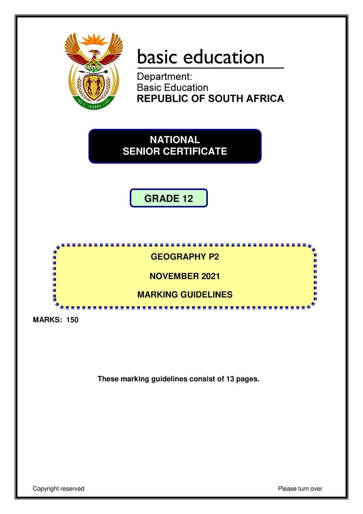 Geography P2 Nov 2021 MG Eng - MARKS: 150 These marking guidelines ...