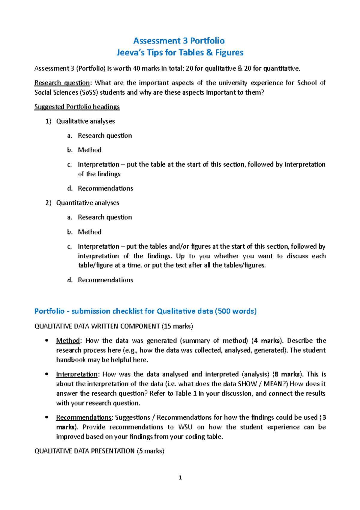 Assessment 3 - Portfolio examples and tips (Jamovi) - Assessment 3 ...