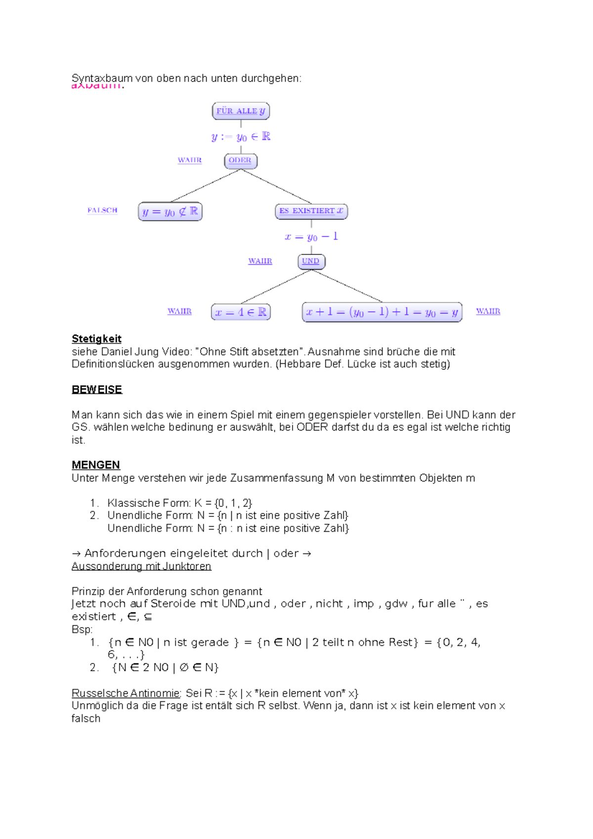 Einführungskurs Mathe Basics - Syntaxbaum von oben nach unten ...