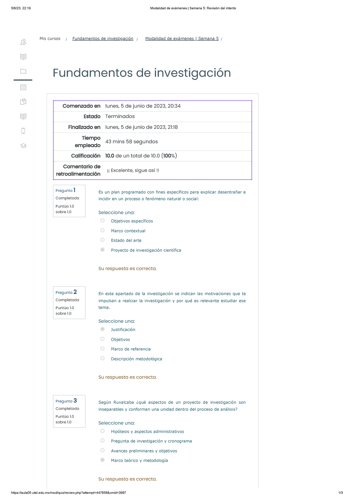 Examen Semana 5 - 5/6/23, 22:19 Modalidad De Exámenes | Semana 5 ...