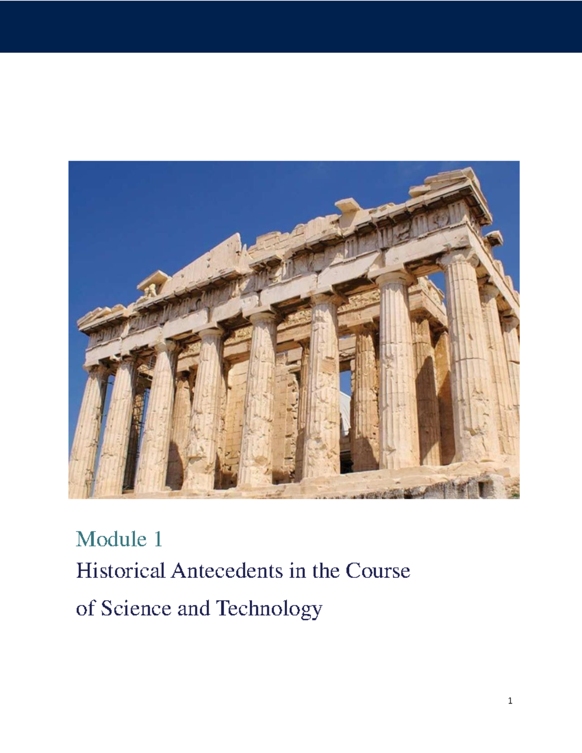 STS module. module 1 - Historical Antecedents in the Course of Science ...