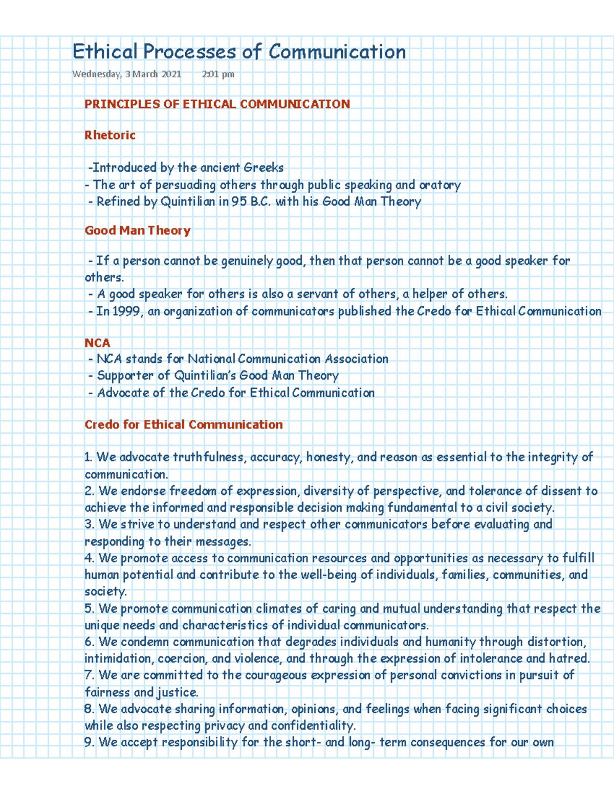 Ethical Processes of Communication - 35,1&,3/(6 2) (7+,&$/ &20081,&$7 ...
