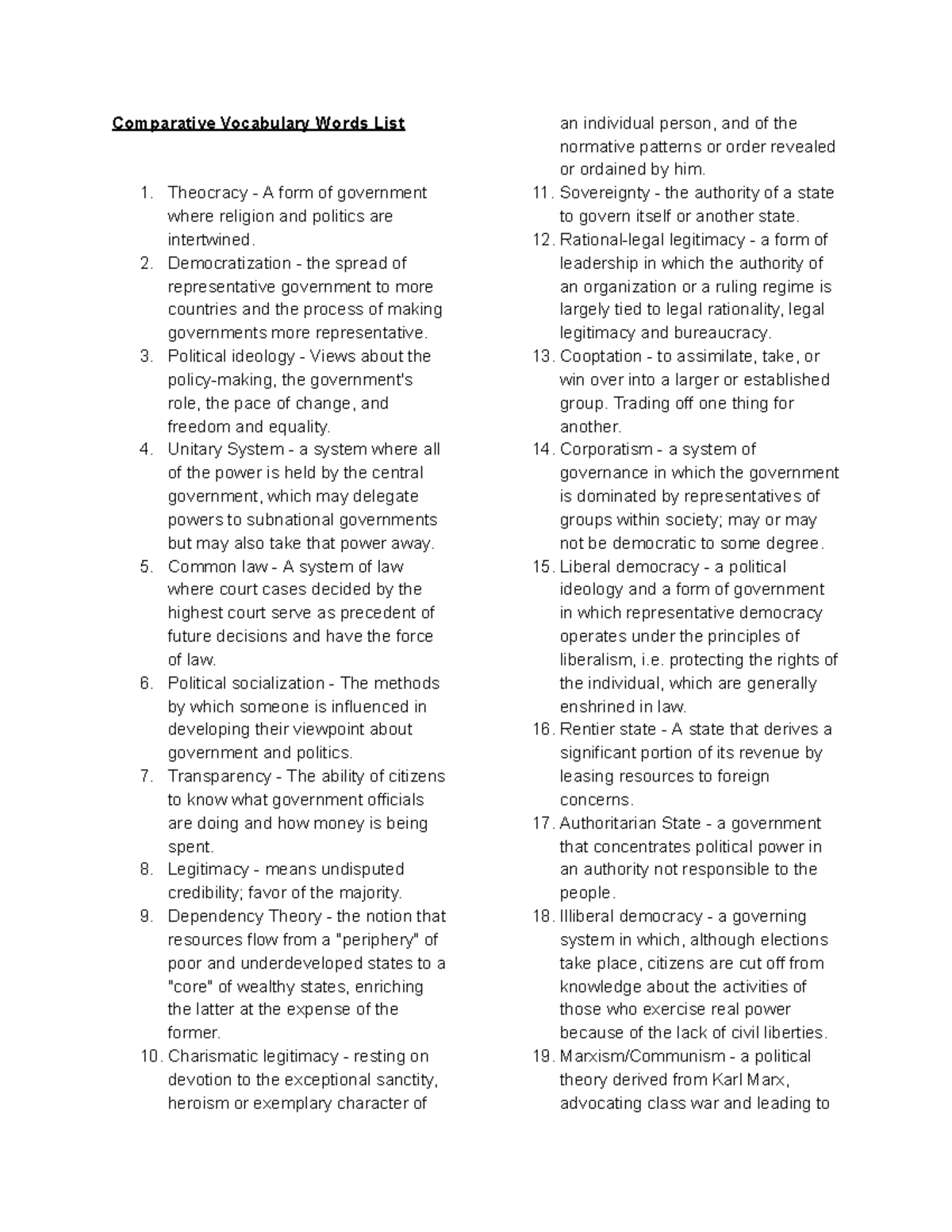 Ap Comparative Government Ced Doc - ipiz6ww
