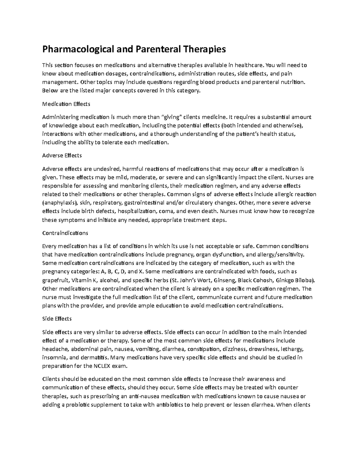 NCLEX -pharmacological overview - Pharmacological and Parenteral ...