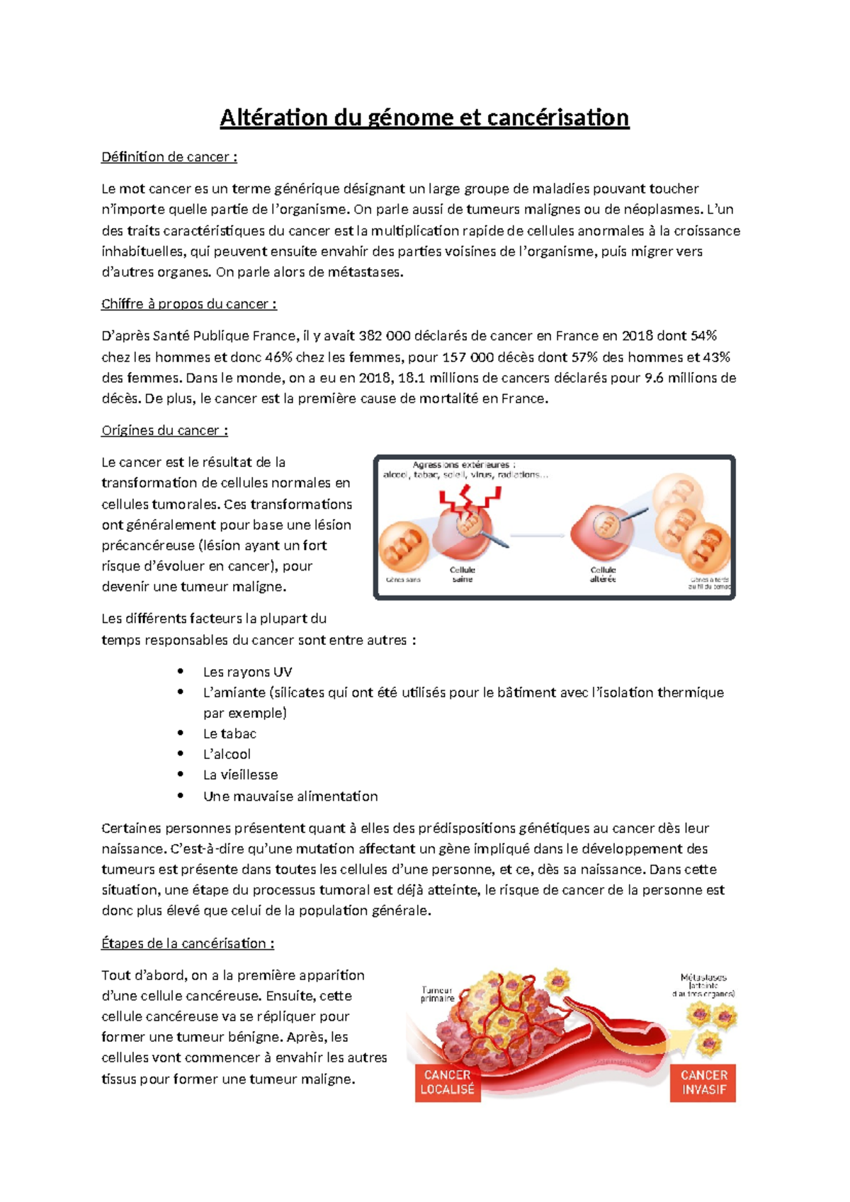 Altération Du Génome Et Cancérisation Altération Du Génome Et Cancérisation Définition De 0750