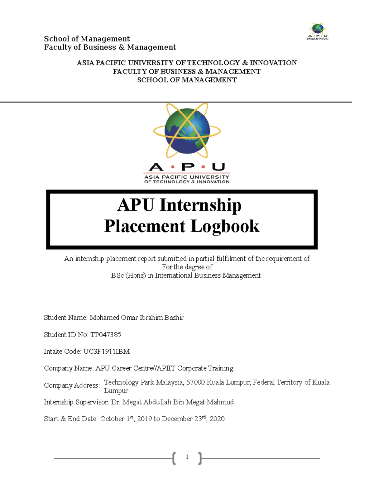 bit-internship-logbook-faculty-of-business-management-asia-pacific