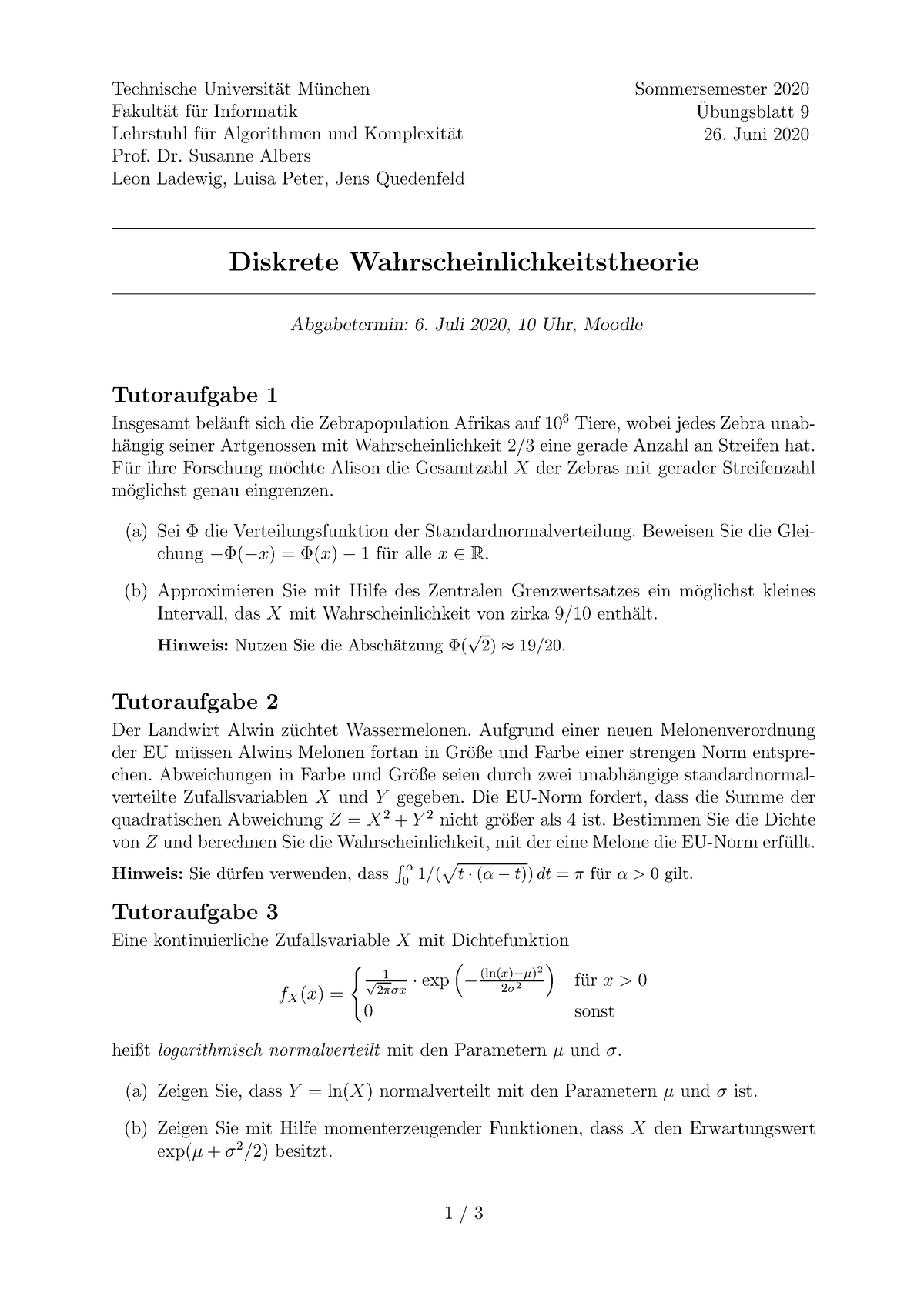 Aufgabenblatt 09 - Week 9 - Technische Universit ̈at Munchen ̈ Fakult ̈ ...