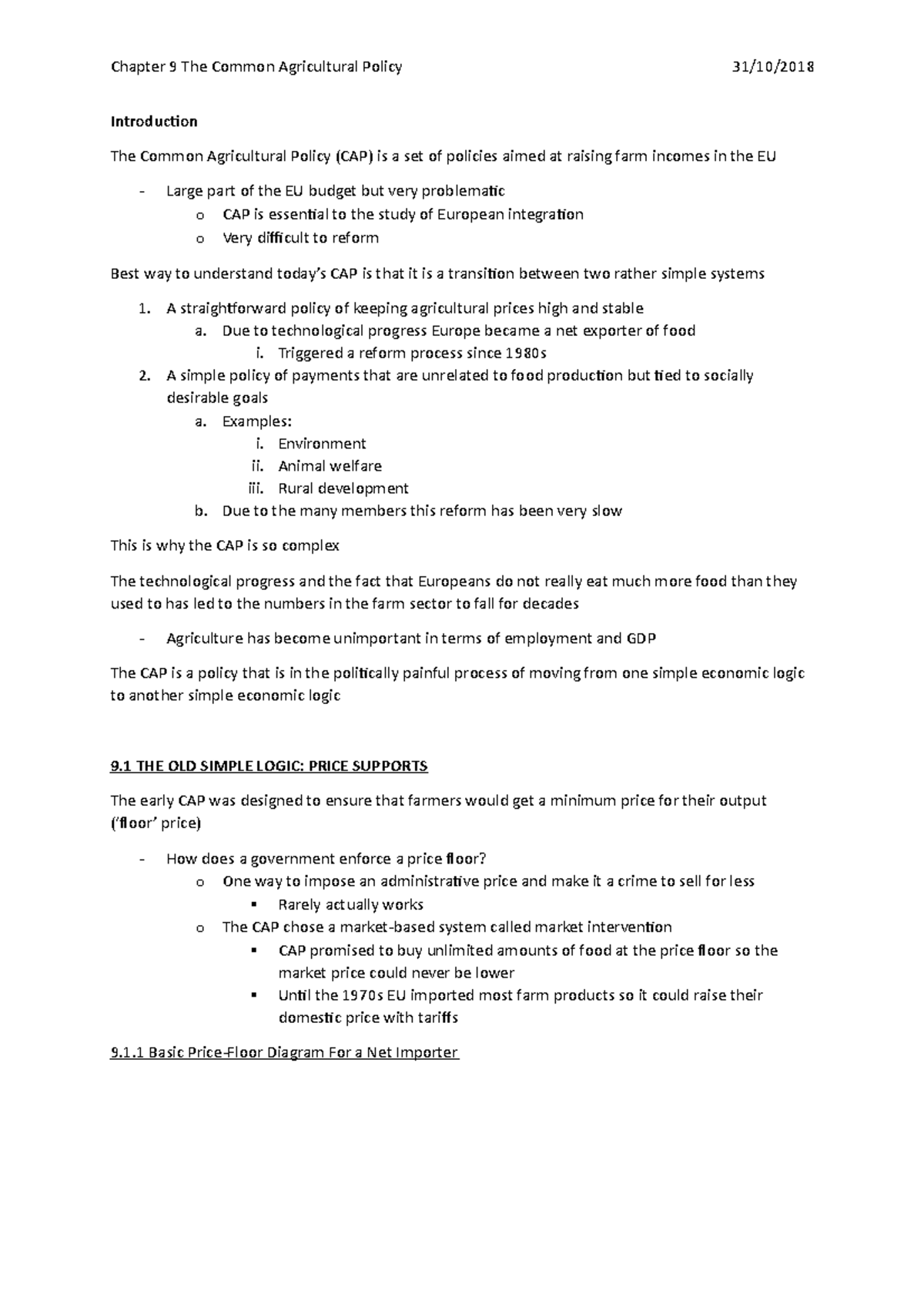 Chapter 9 The Common Agricultural Policy - A straightforward policy of ...