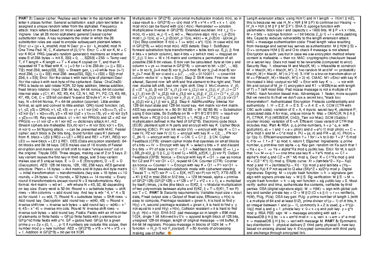 Cns samenvatting - Cheatsheet for the exam - PART 2: Caesar cipher ...