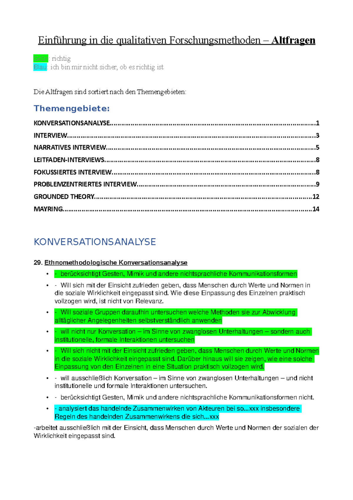 Qualitative Methoden - Altfragen - In Die Qualitativen ...