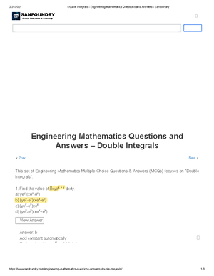 Basic Engineering Mathematics Questions and Answers - Sanfoundry - « Prev Next » Engineering ...