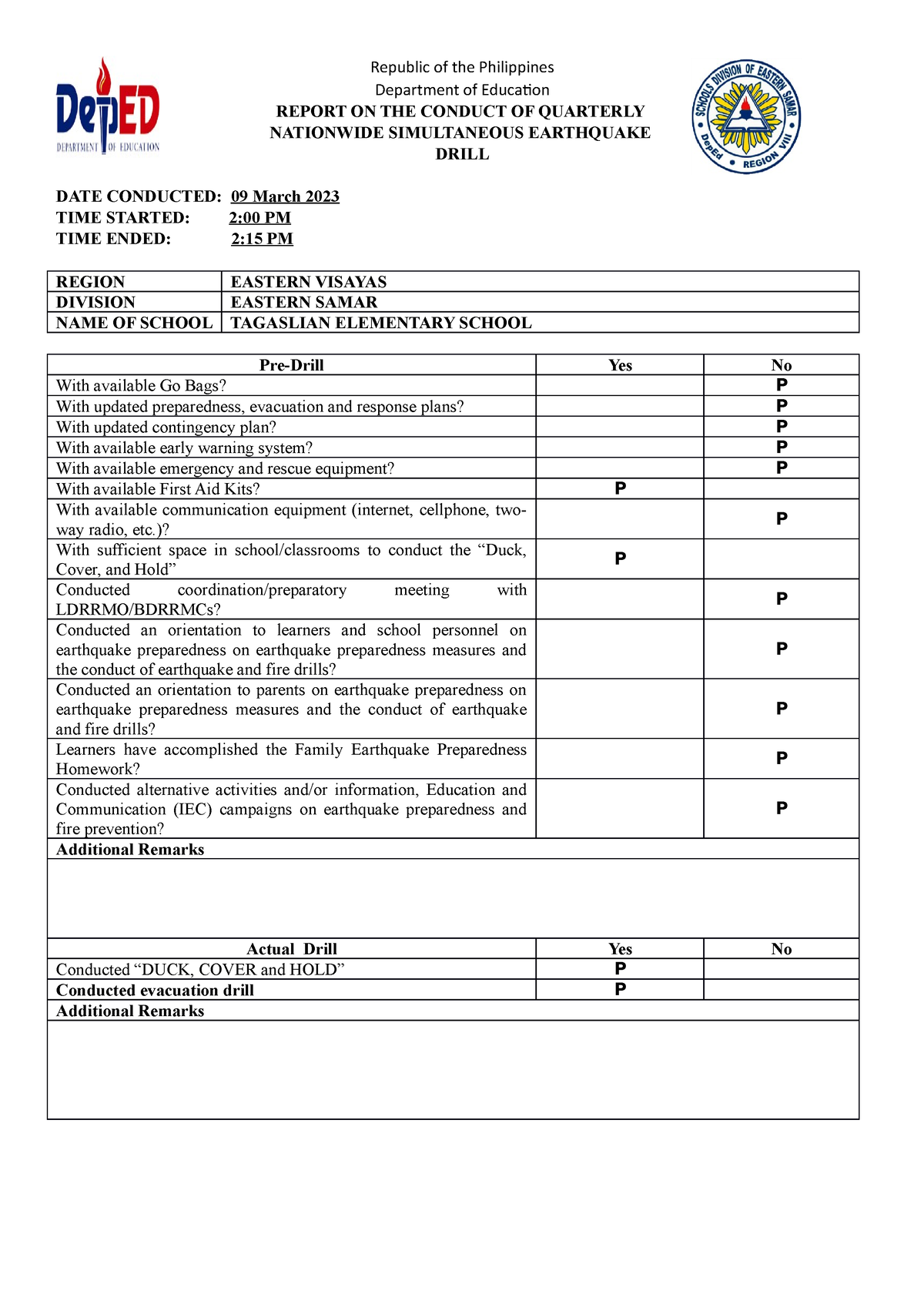 Q1 NSEDReport2023 NSED Republic of the Philippines Department of