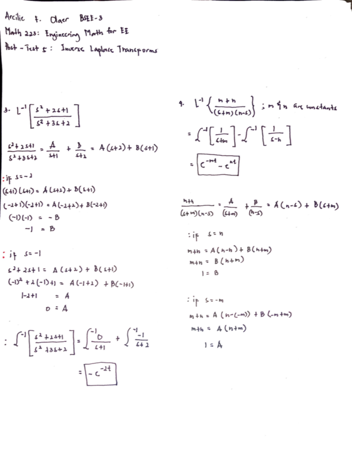 Post test 5-answers - Post assessment - Arcilic f. Olaer Math 223 ...