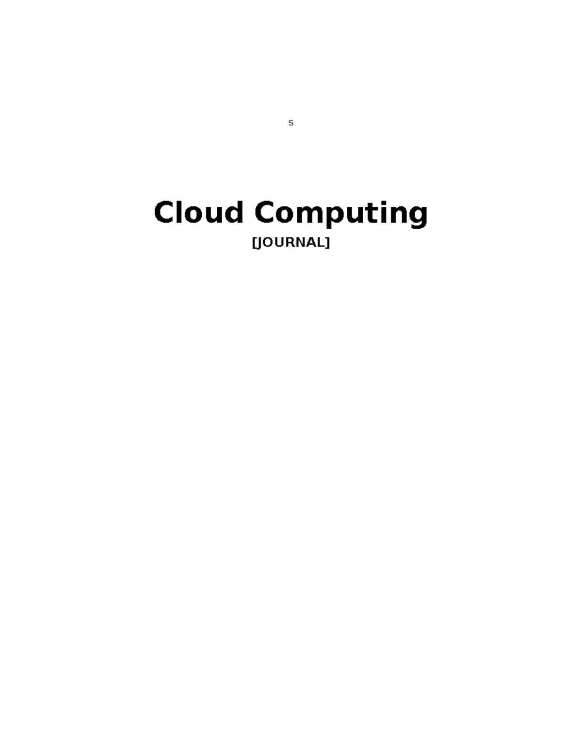 Cloud computing journal s Cloud Computing [JOURNAL] Practical 1 Case
