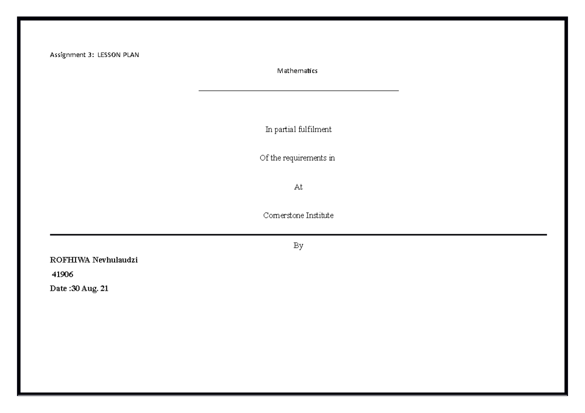 rnevhulaudzi-14906-assignment-3-mathematics-assignment-3-lesson-plan