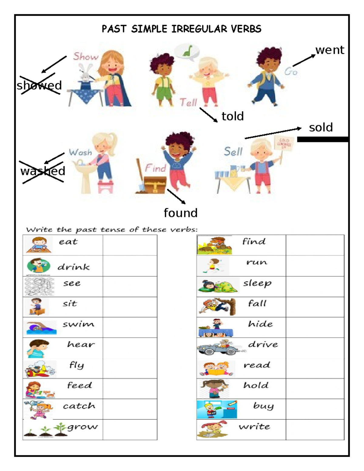 Past-simple-irregular-verbs 157703 - PAST SIMPLE IRREGULAR VERBS showed ...