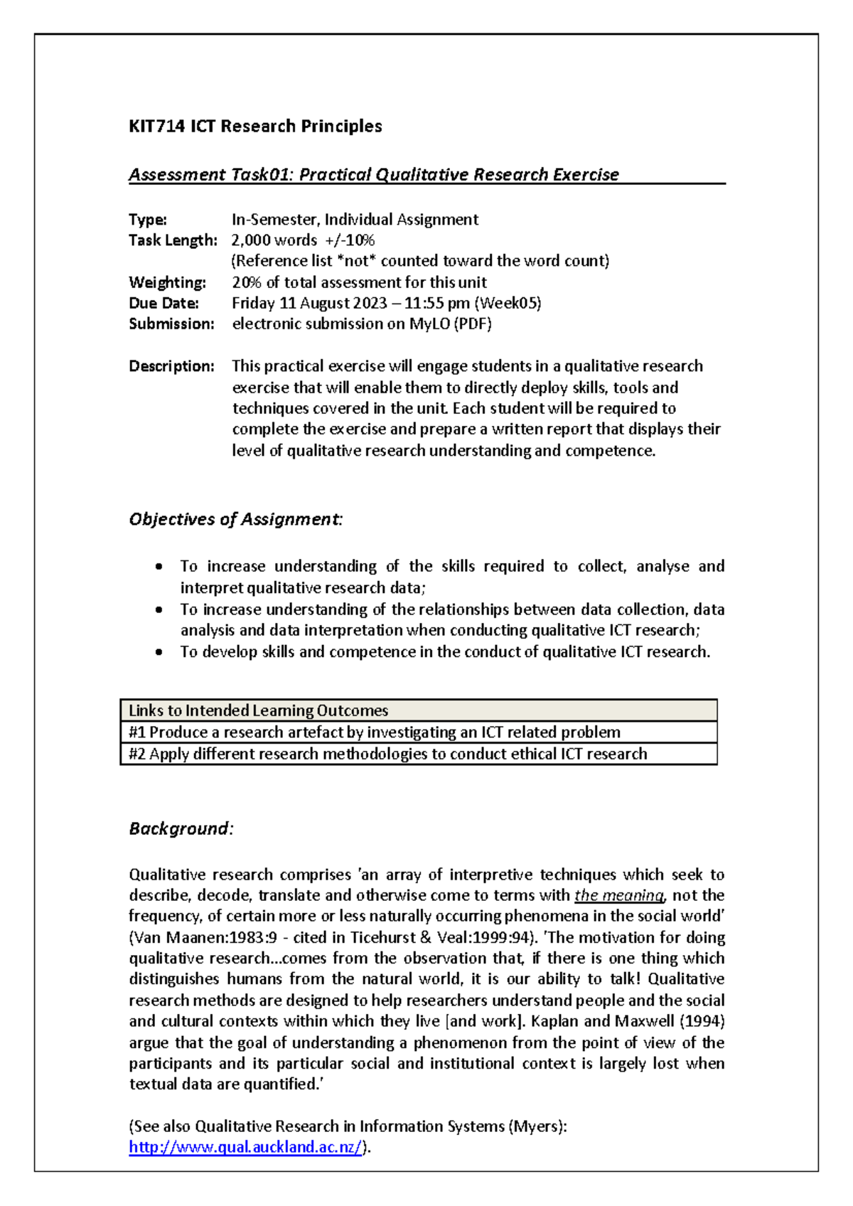 KIT714 Assessment Task01 - KIT714 ICT Research Principles Assessment ...