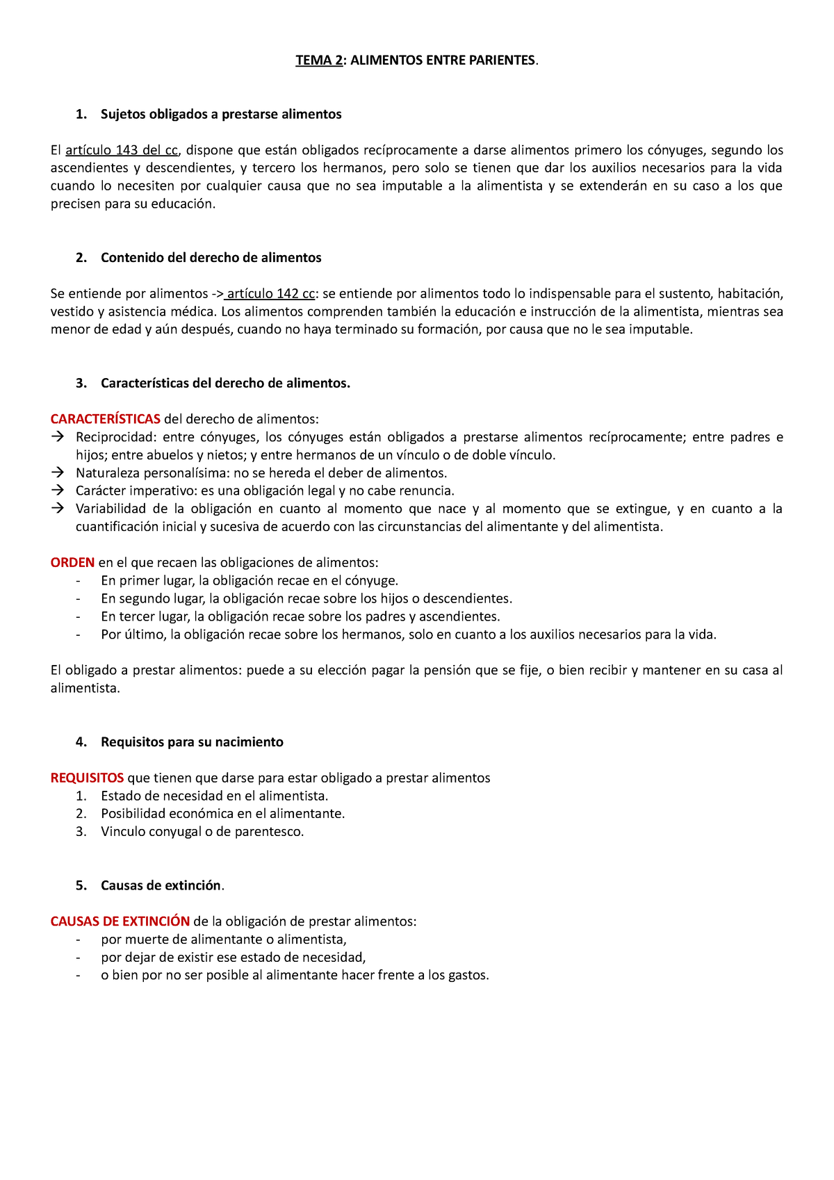 Tema 2 Familia 2 Apuntes Dictados Profesora En Clase Tema 2 Alimentos Entre Parientes 5005