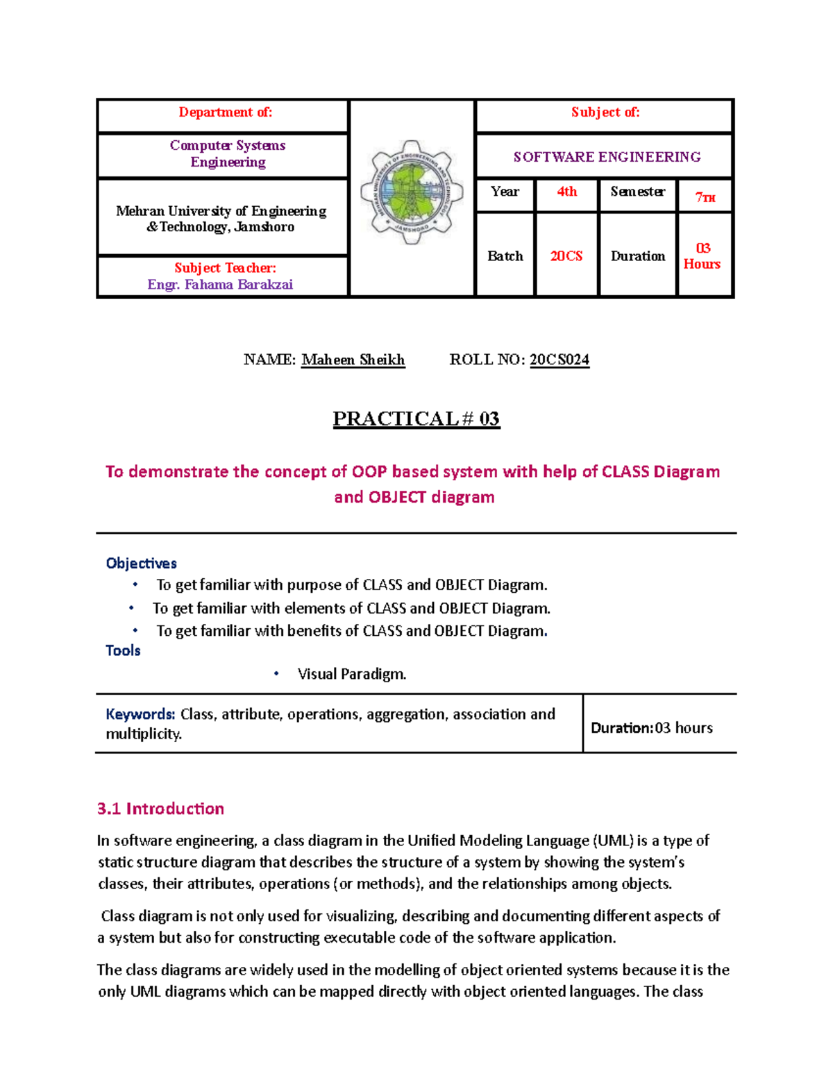 SE Lab 03 - solved lab of computer system engineering - Department of ...