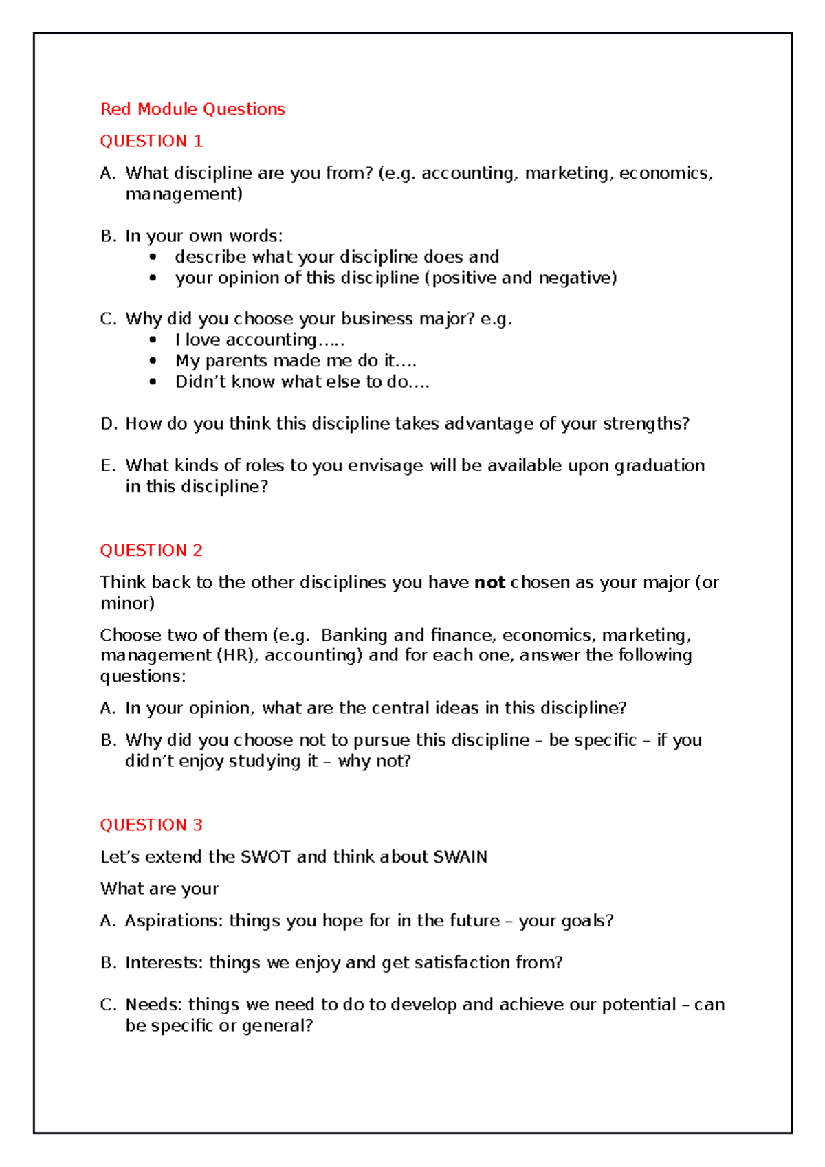 Red Module Questions - Red Module Questions QUESTION 1 A. What ...