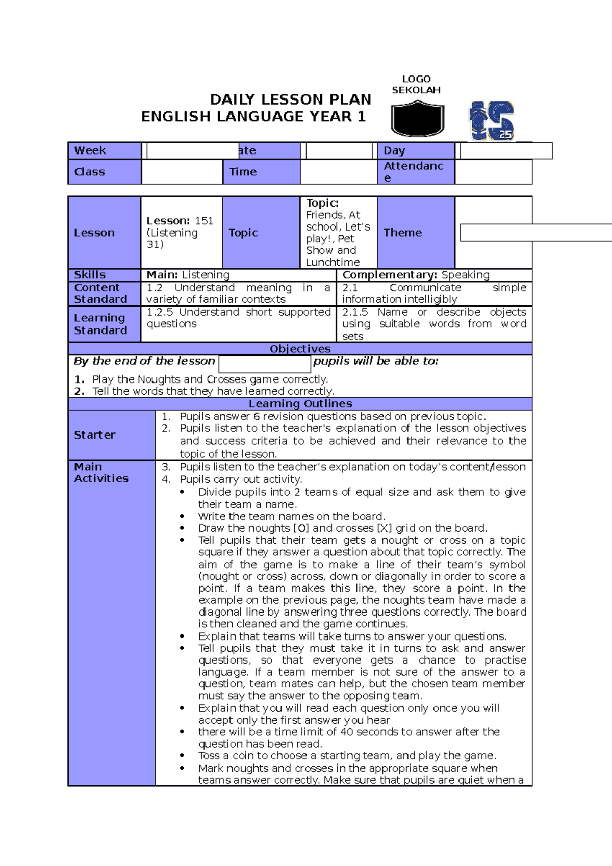 6. Revision (Lesson 151 - 160) - DAILY LESSON PLAN ENGLISH LANGUAGE ...