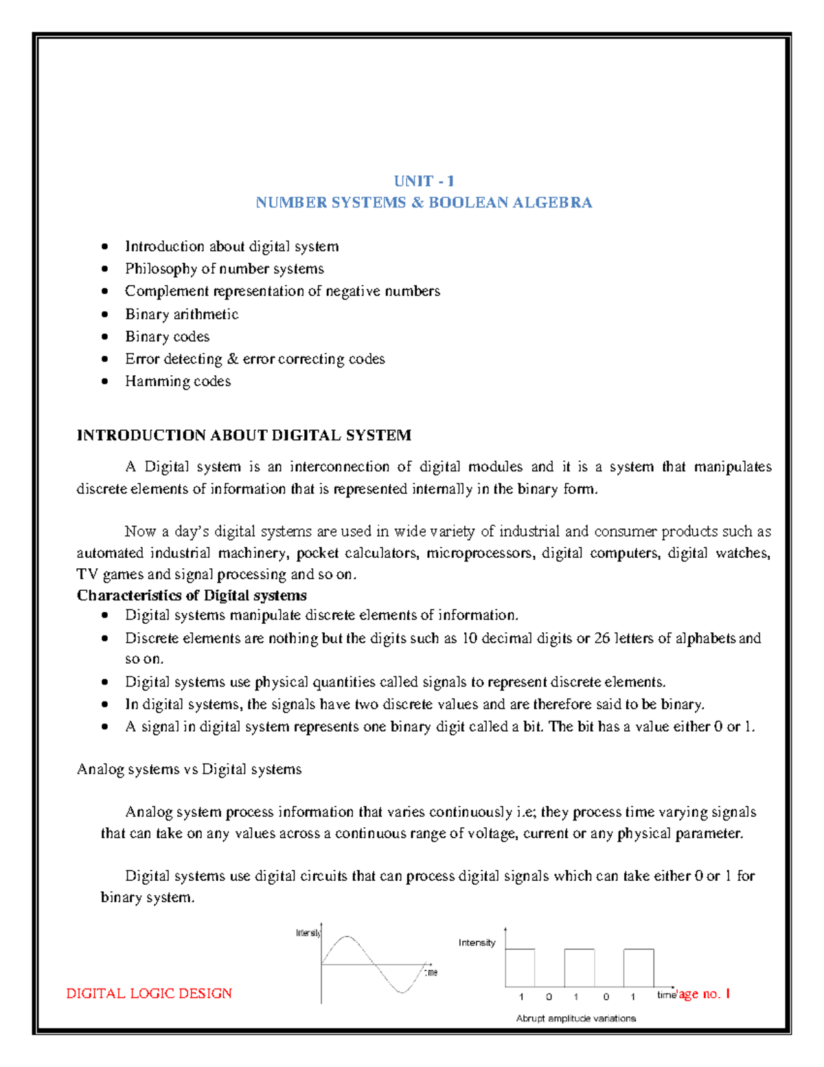 Digital System Design Notes - UNIT - 1 NUMBER SYSTEMS & BOOLEAN ALGEBRA ...