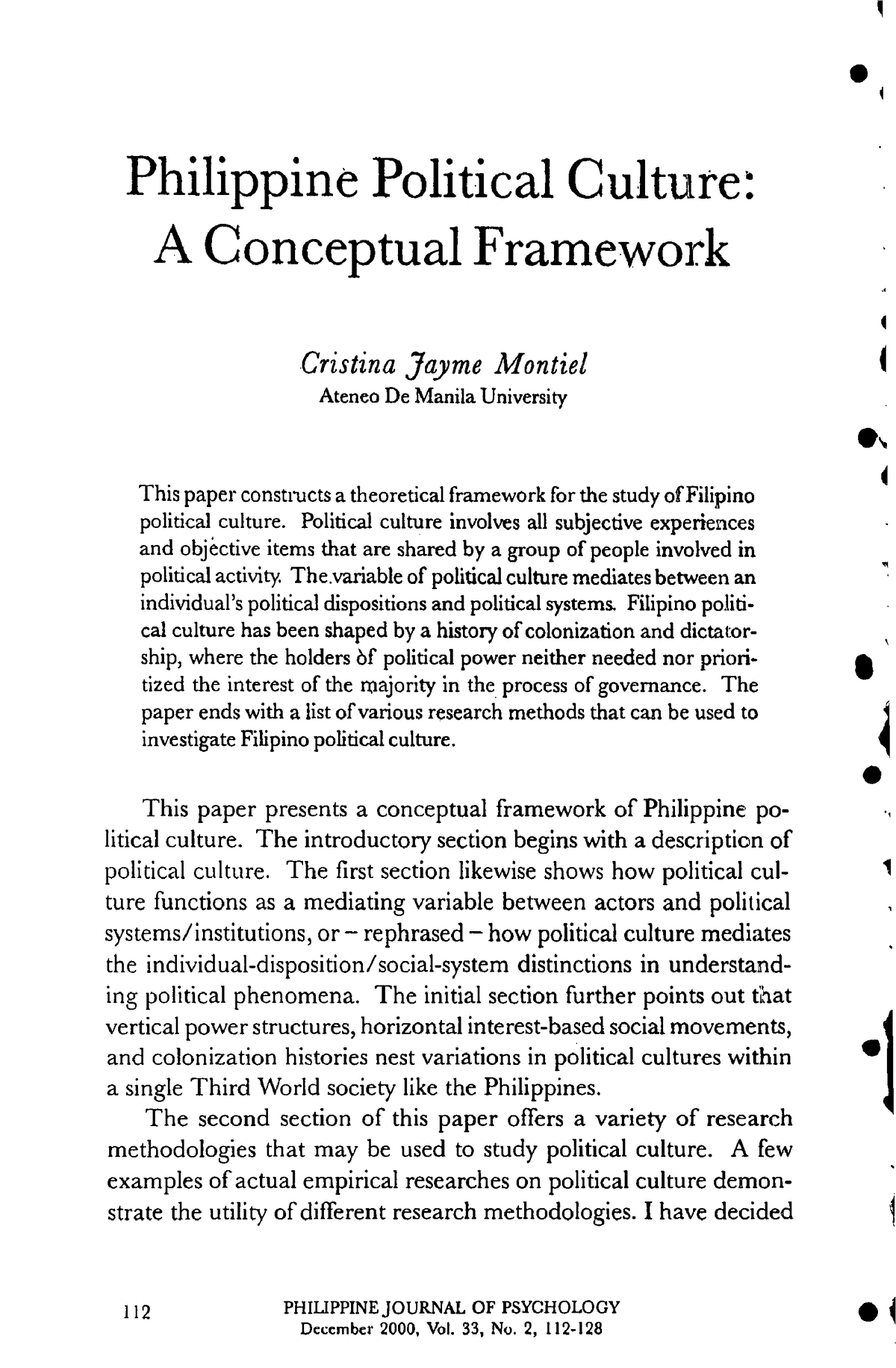 philippine culture society and politics essay