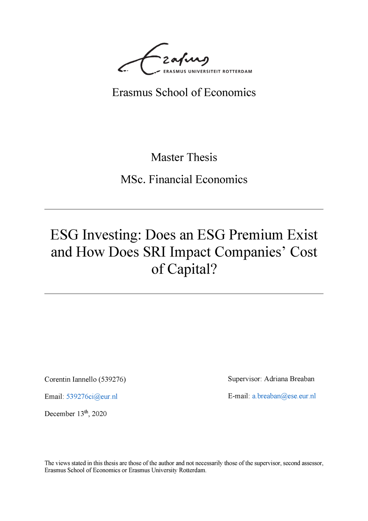 economics master thesis